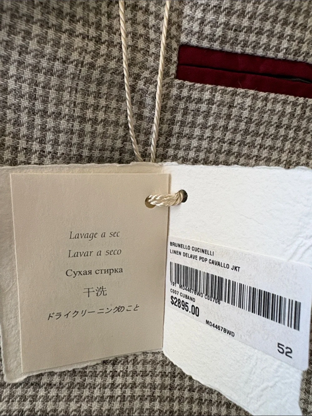 NWT Brunello Cucinelli Linen Delave PDP Cavallo Blazer Jacket 52 IT/42 US Gray